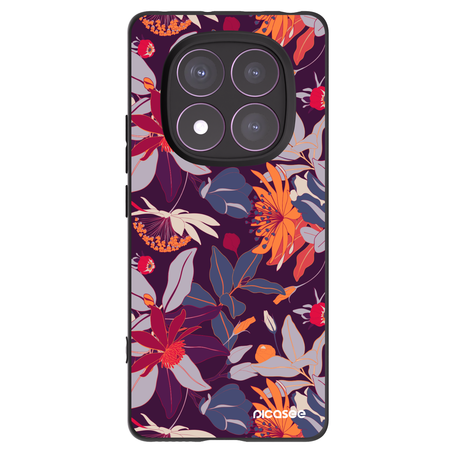 Picasee silikonski črni ovitek za Xiaomi Redmi Note 14 Pro 4G - Purple Leaf