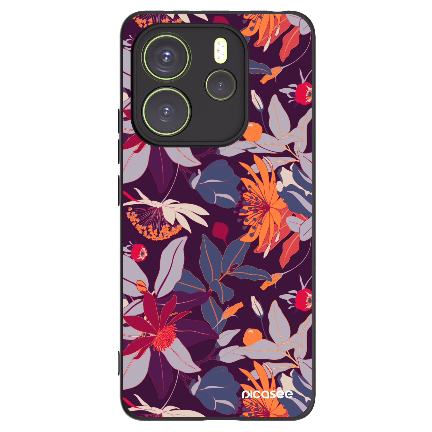 Picasee silikonski črni ovitek za Xiaomi Redmi Note 14 4G - Purple Leaf
