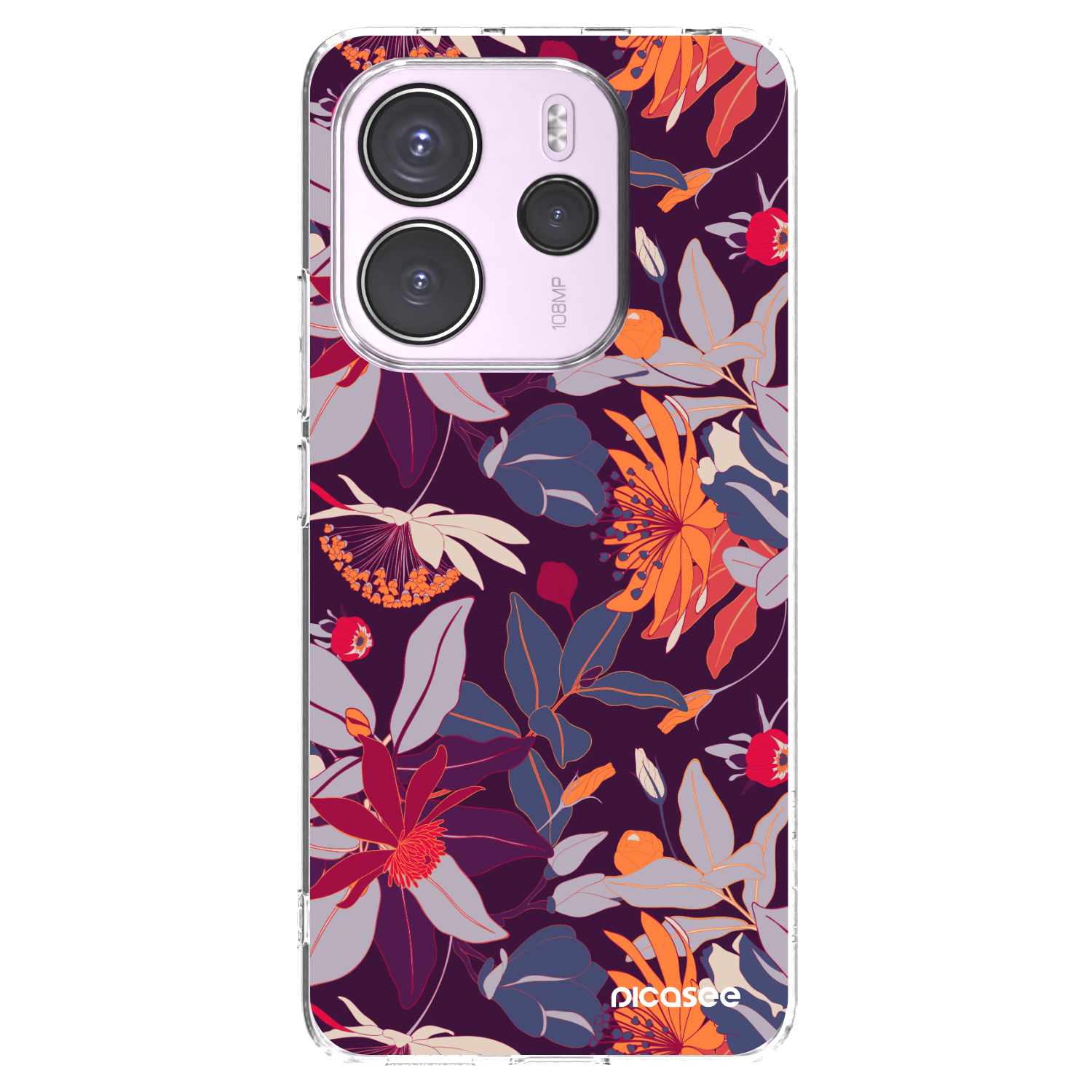 Picasee silikonski prozorni ovitek za Xiaomi Redmi Note 14 4G - Purple Leaf