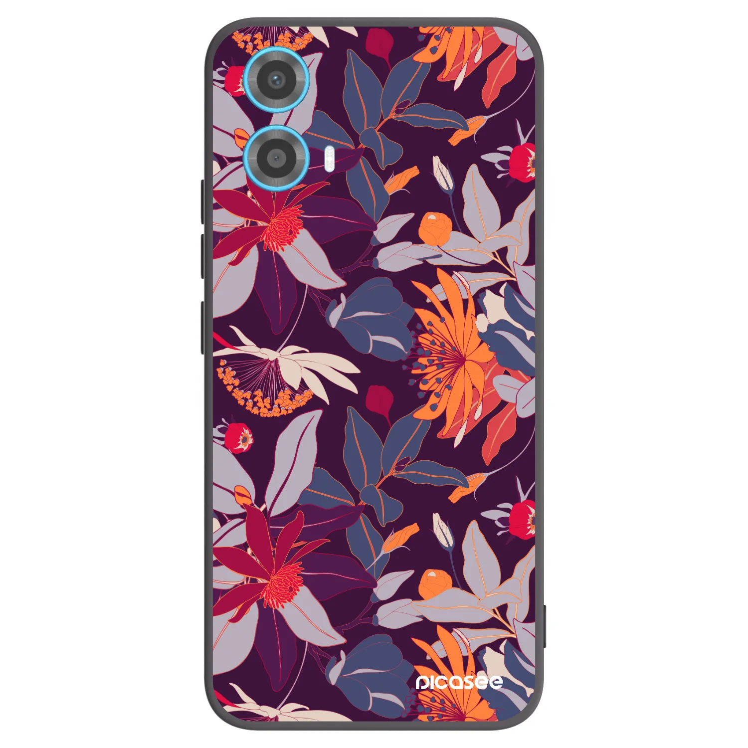 Picasee silikonski črni ovitek za Motorola Moto G34 5G - Purple Leaf