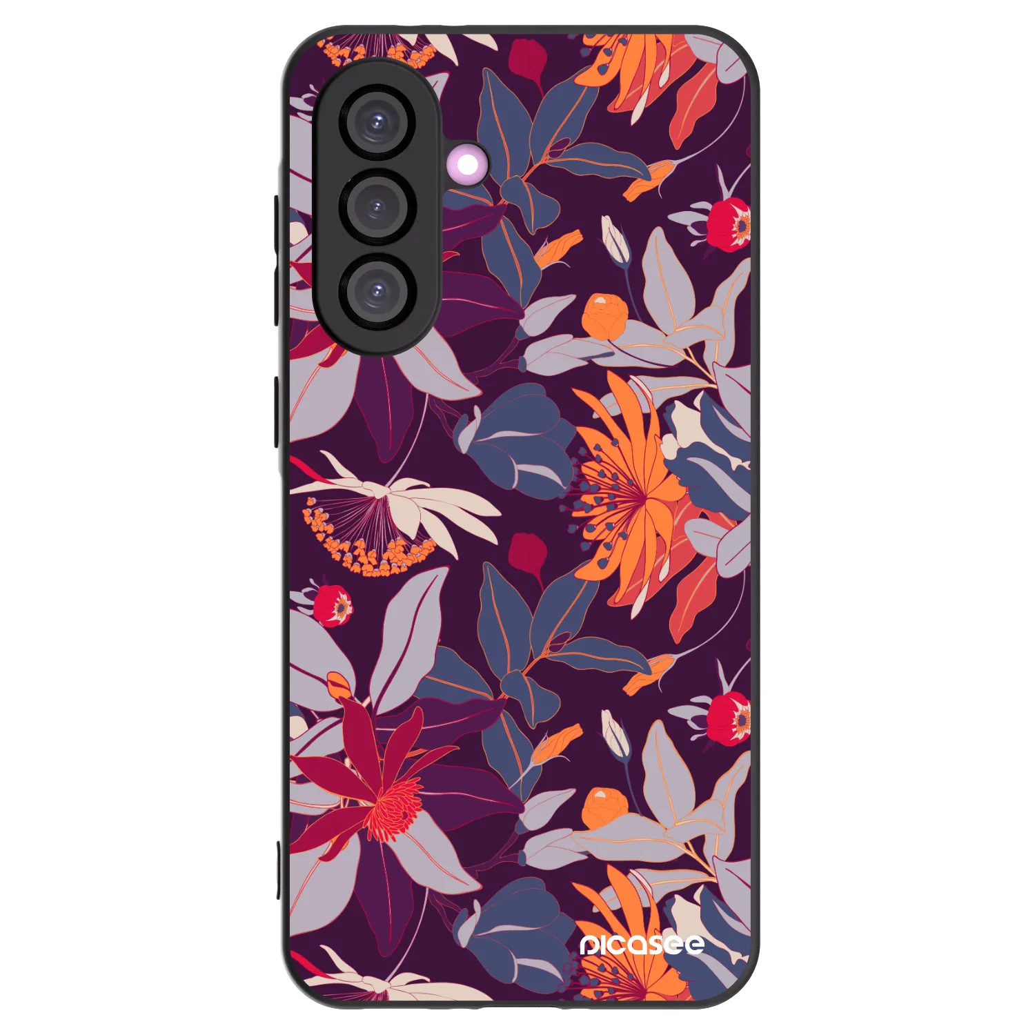 Picasee silikonski črni ovitek za Samsung Galaxy A56 5G A566B - Purple Leaf