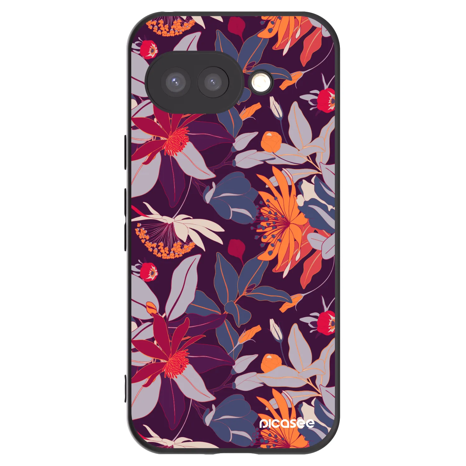 Picasee silikonski črni ovitek za Google Pixel 9a - Purple Leaf