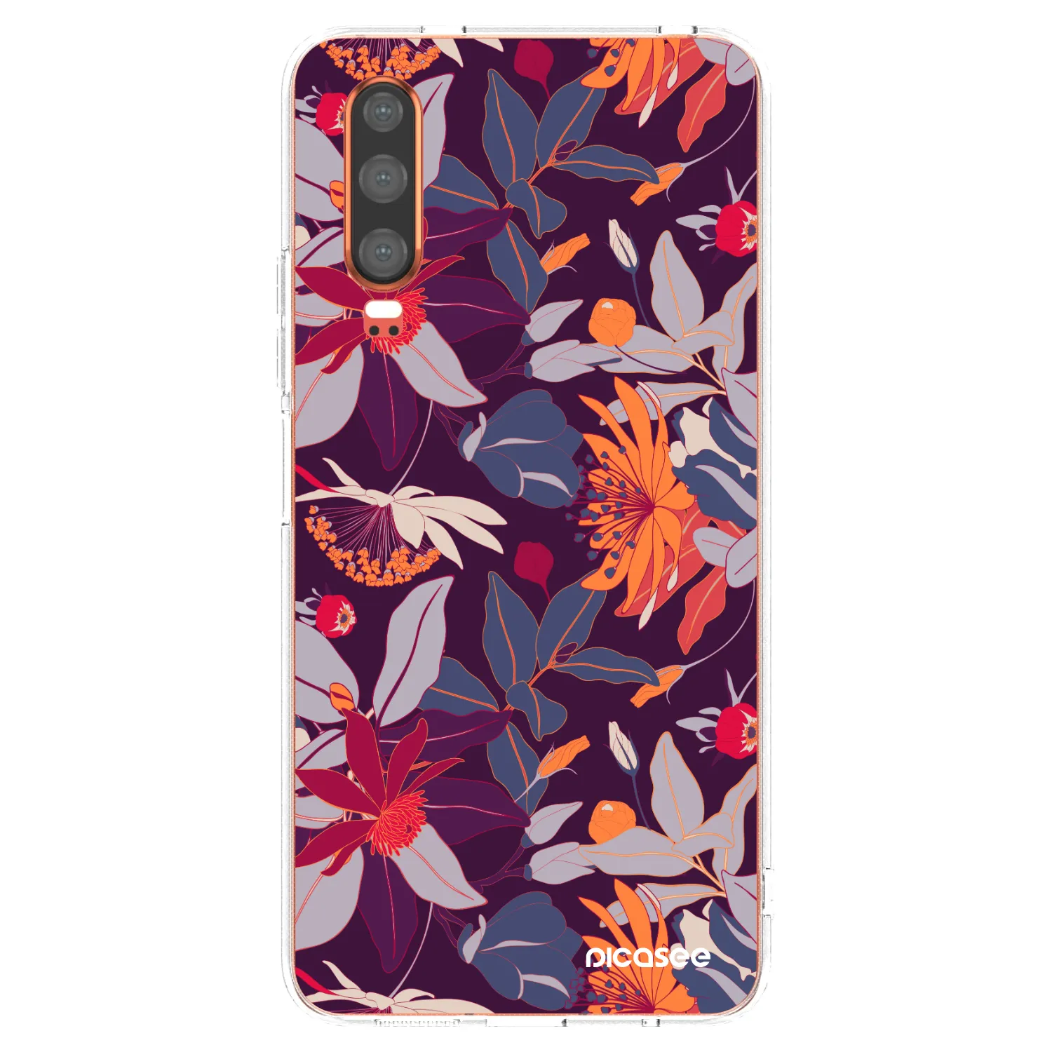 Picasee silikonski prozorni ovitek za Huawei P30 - Purple Leaf