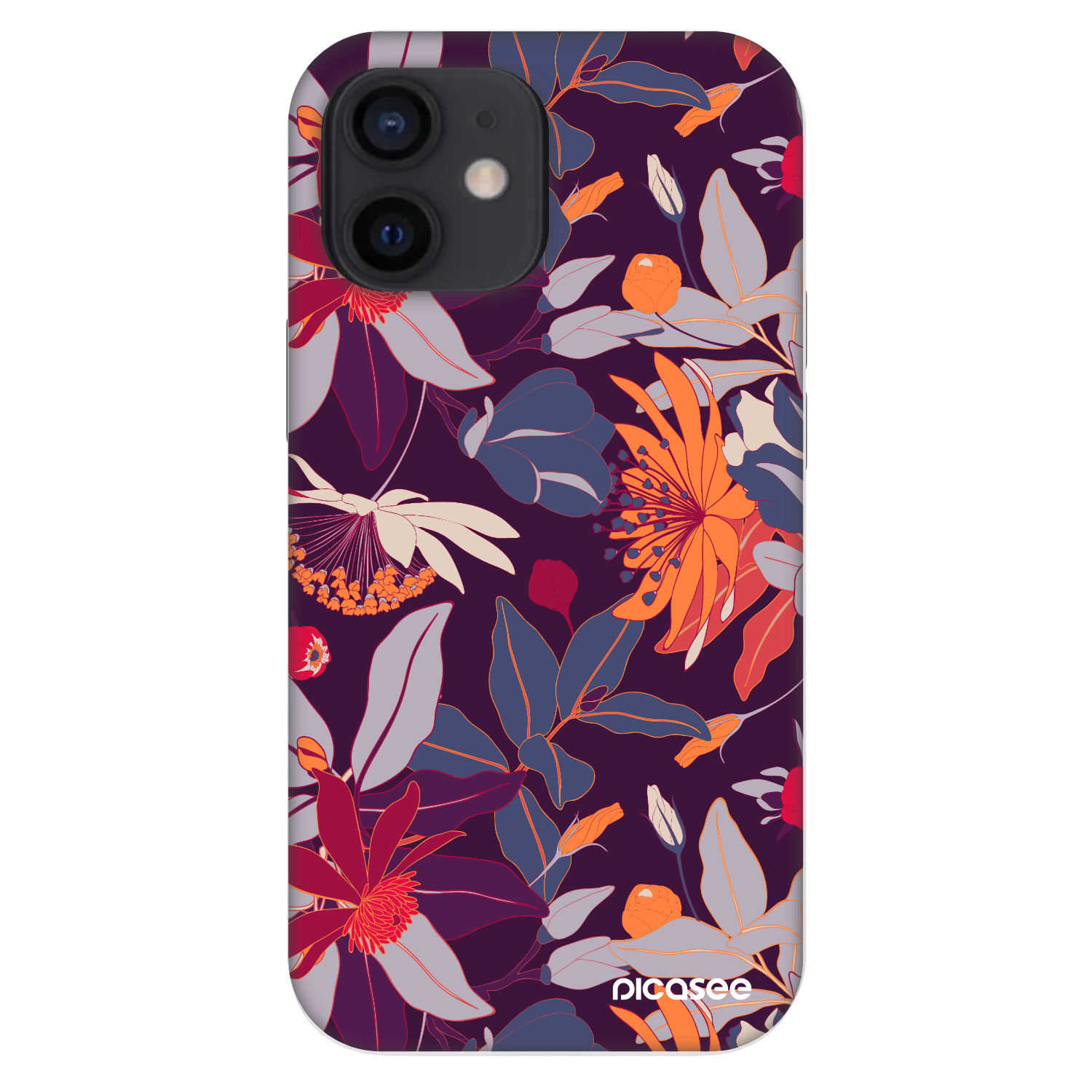 Picasee Fashion Case za Apple iPhone 12 mini - Purple Leaf