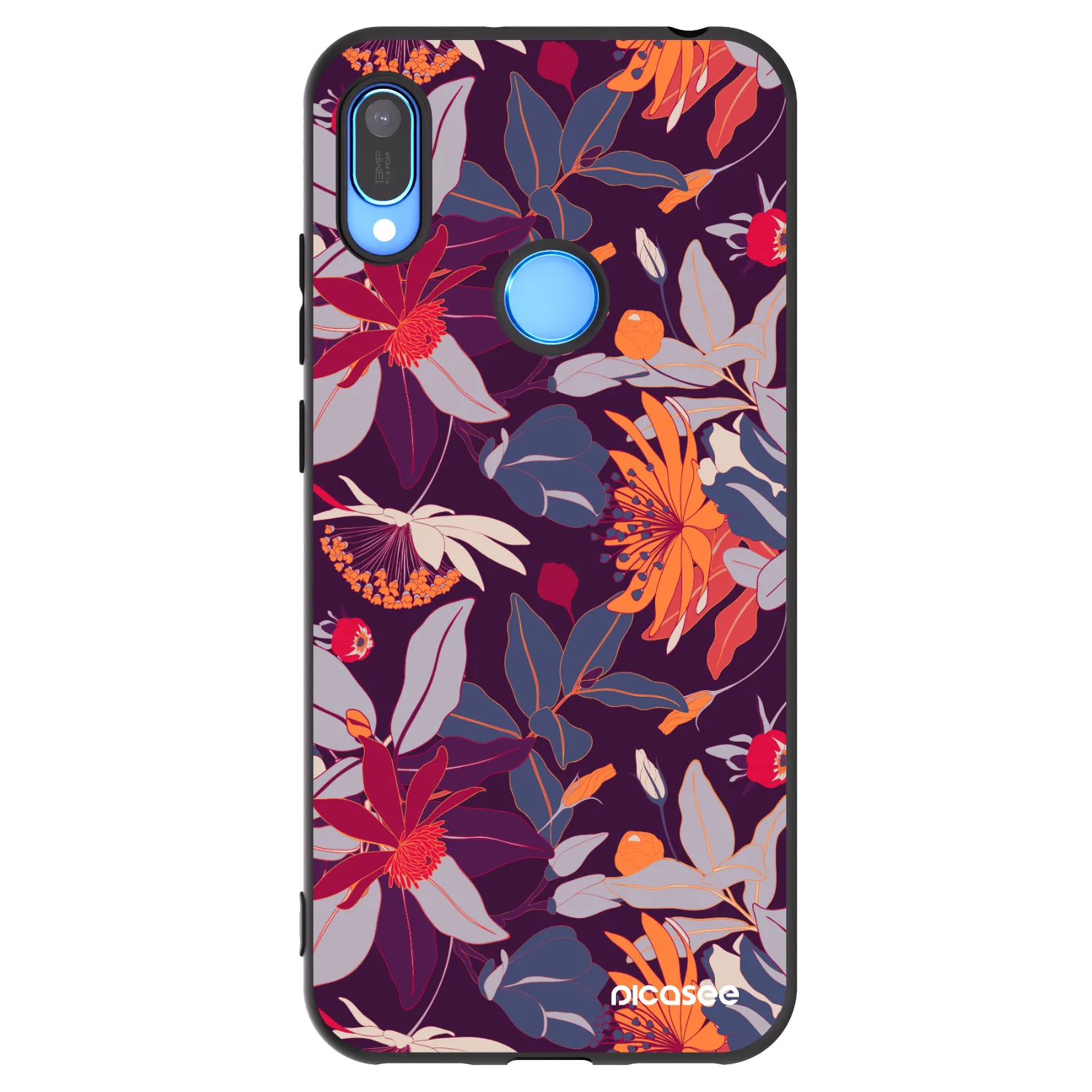 Picasee silikonski črni ovitek za Huawei Y6 2019 - Purple Leaf