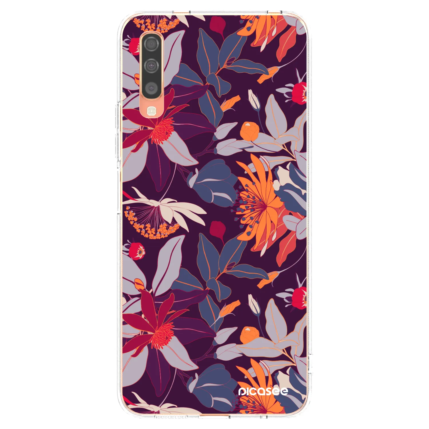 Picasee silikonski prozorni ovitek za Samsung Galaxy A70 A705F - Purple Leaf