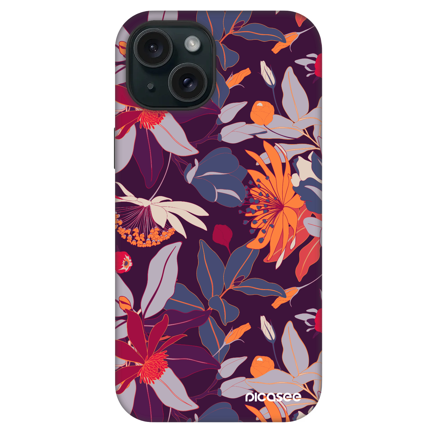Picasee Fashion Case MagSafe za Apple iPhone 15 - Purple Leaf