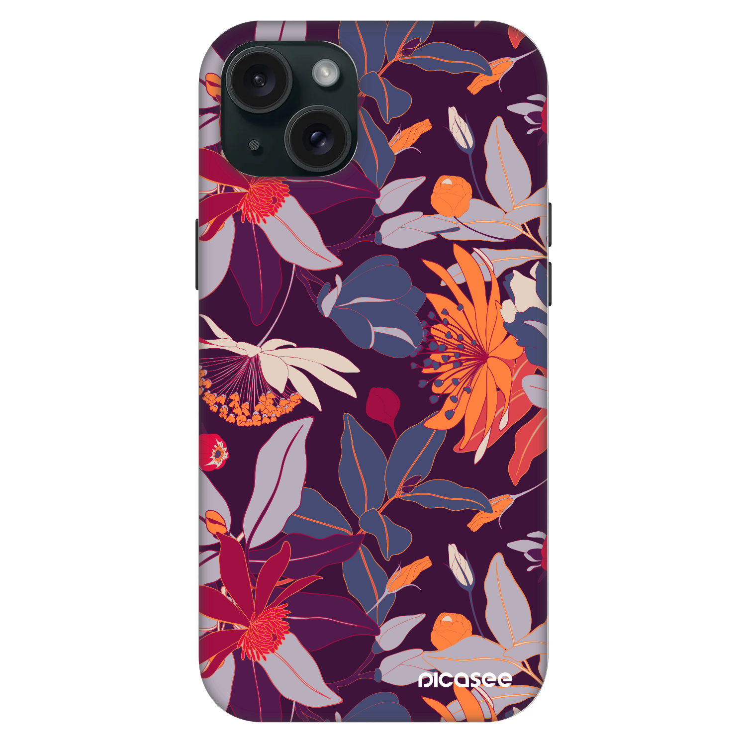 Picasee Fashion Case MagSafe za Apple iPhone 15 Plus - Purple Leaf