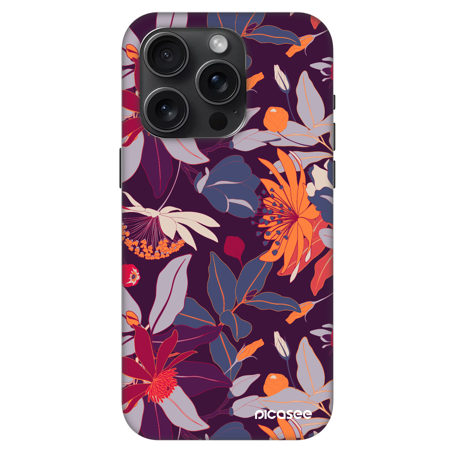 Picasee Fashion Case MagSafe za Apple iPhone 15 Pro - Purple Leaf