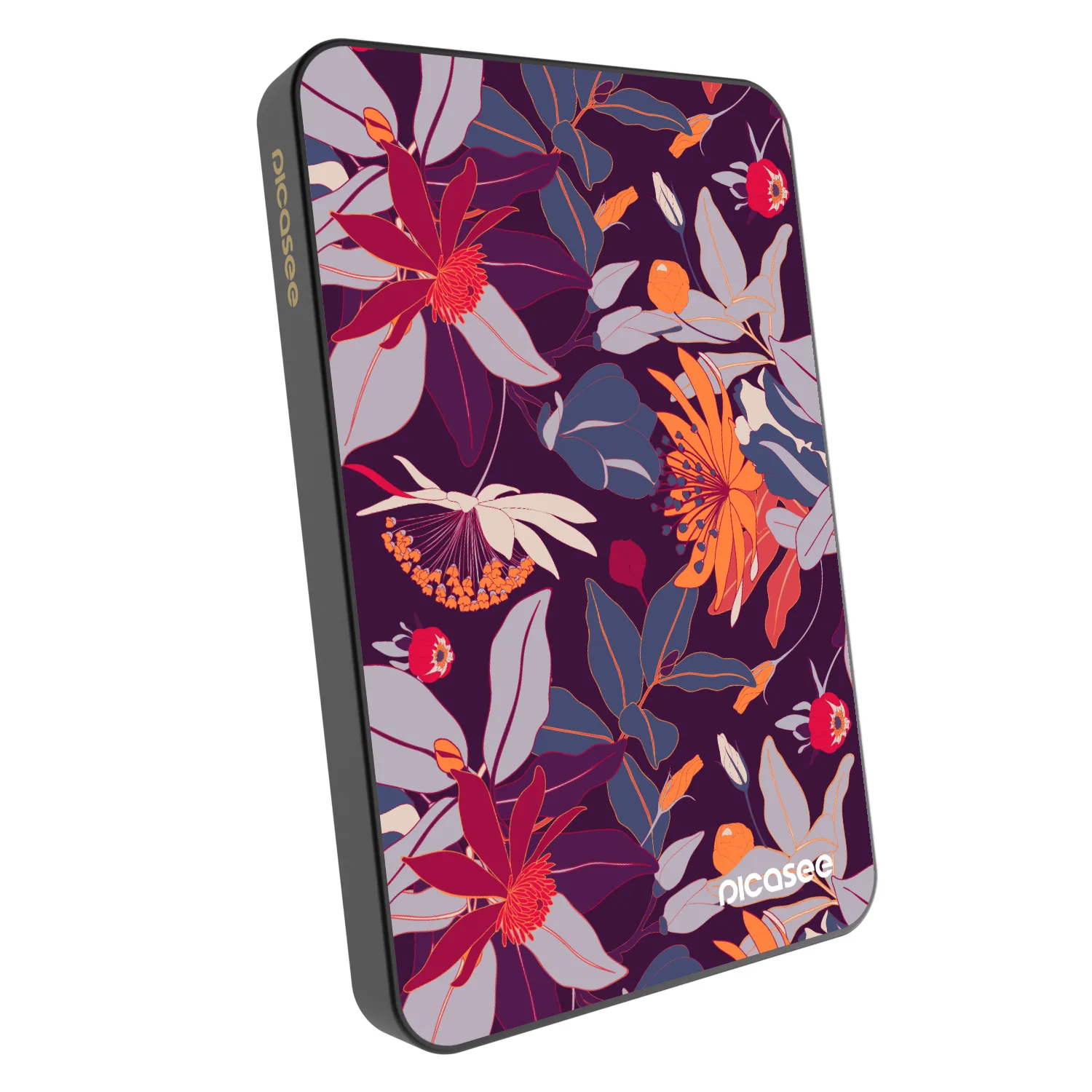 Picasee Prenosna baterija z MagSafe 5 000 mAh Siva - Purple Leaf