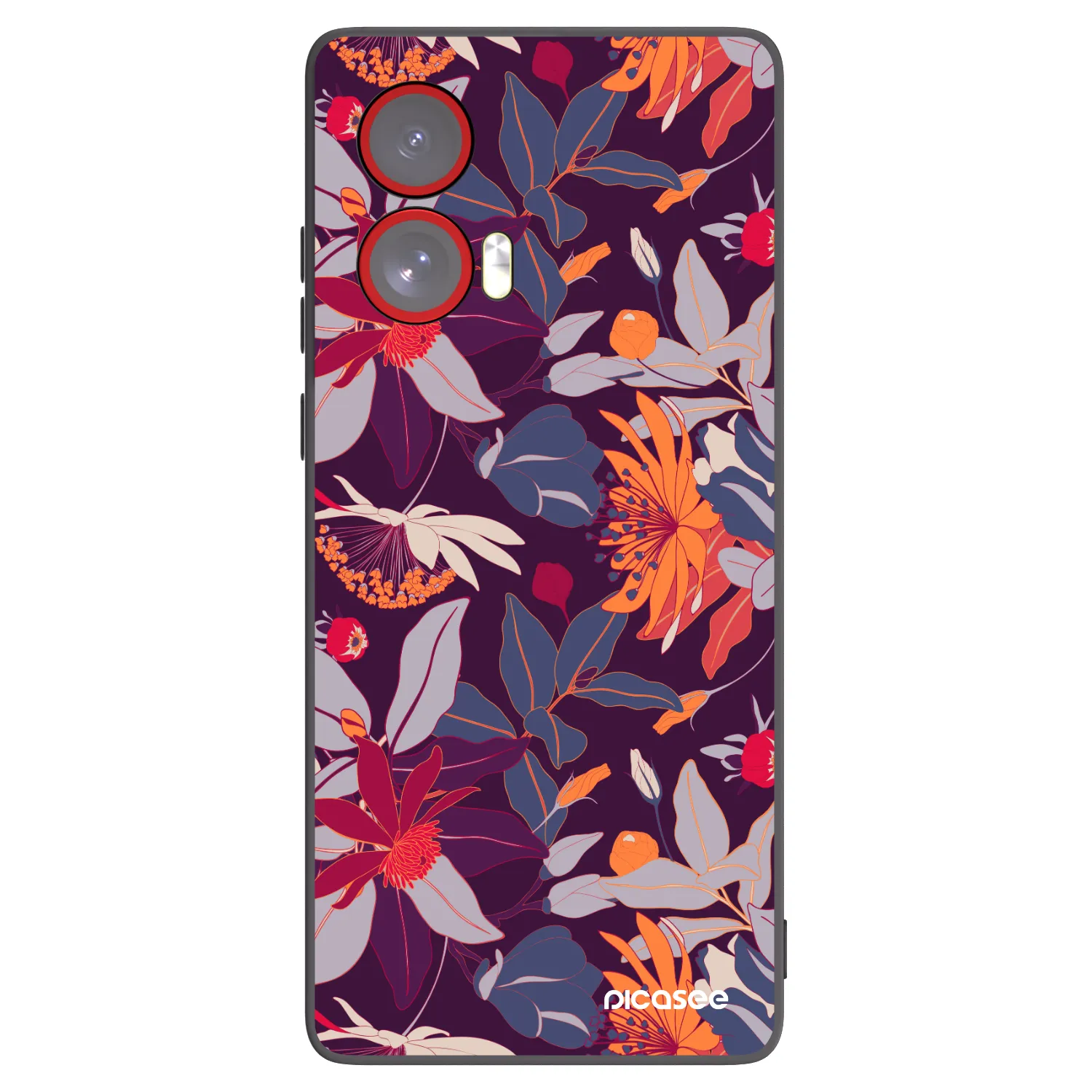 Picasee silikonski črni ovitek za Motorola Edge 50 Fusion - Purple Leaf