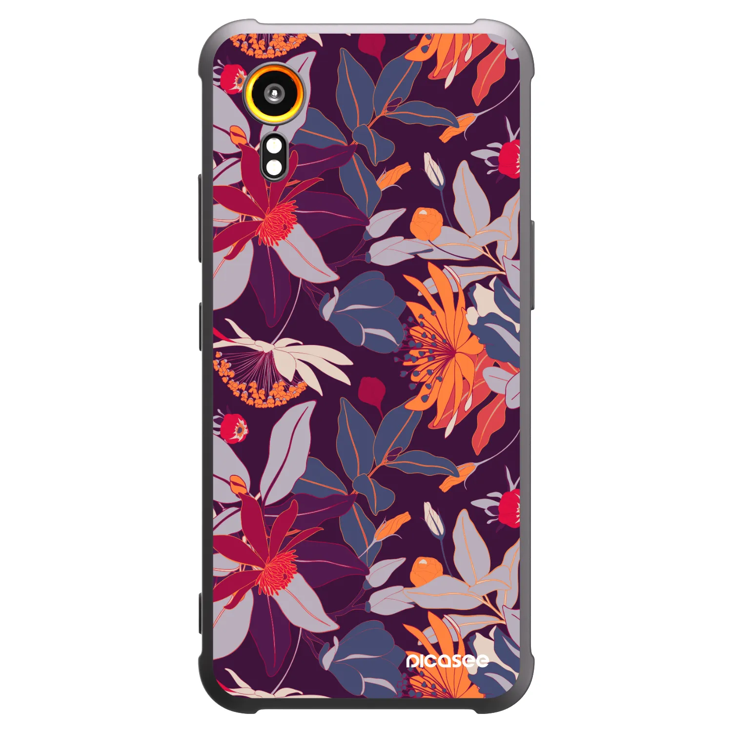 Picasee silikonski črni ovitek za Samsung Galaxy Xcover 7 - Purple Leaf