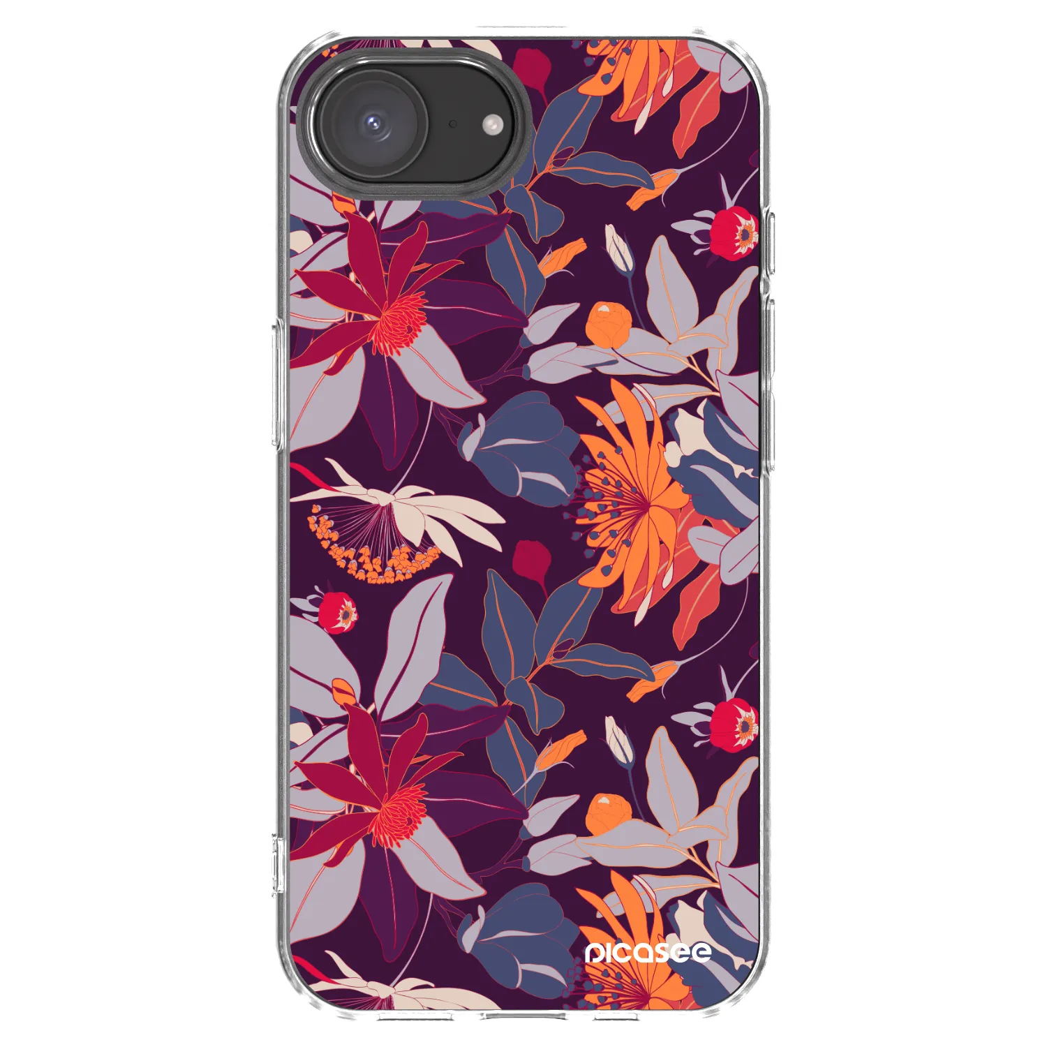 Picasee silikonski prozorni ovitek za Apple iPhone 17e - Purple Leaf