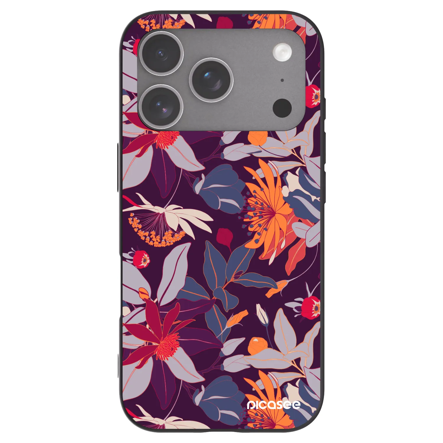 Picasee silikonski črni ovitek za Apple iPhone 18 Pro - Purple Leaf