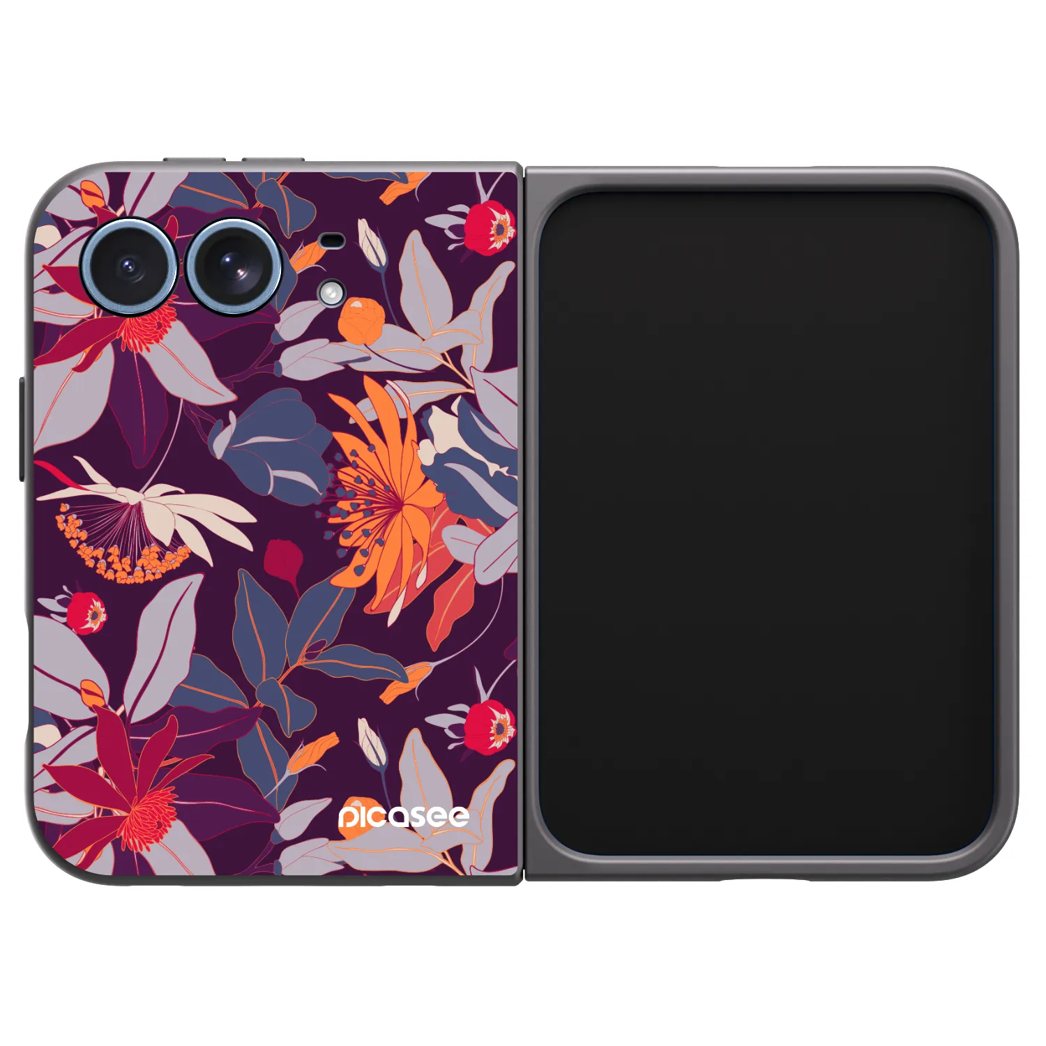 Picasee silikonski črni ovitek za Apple iPhone Duo - Purple Leaf