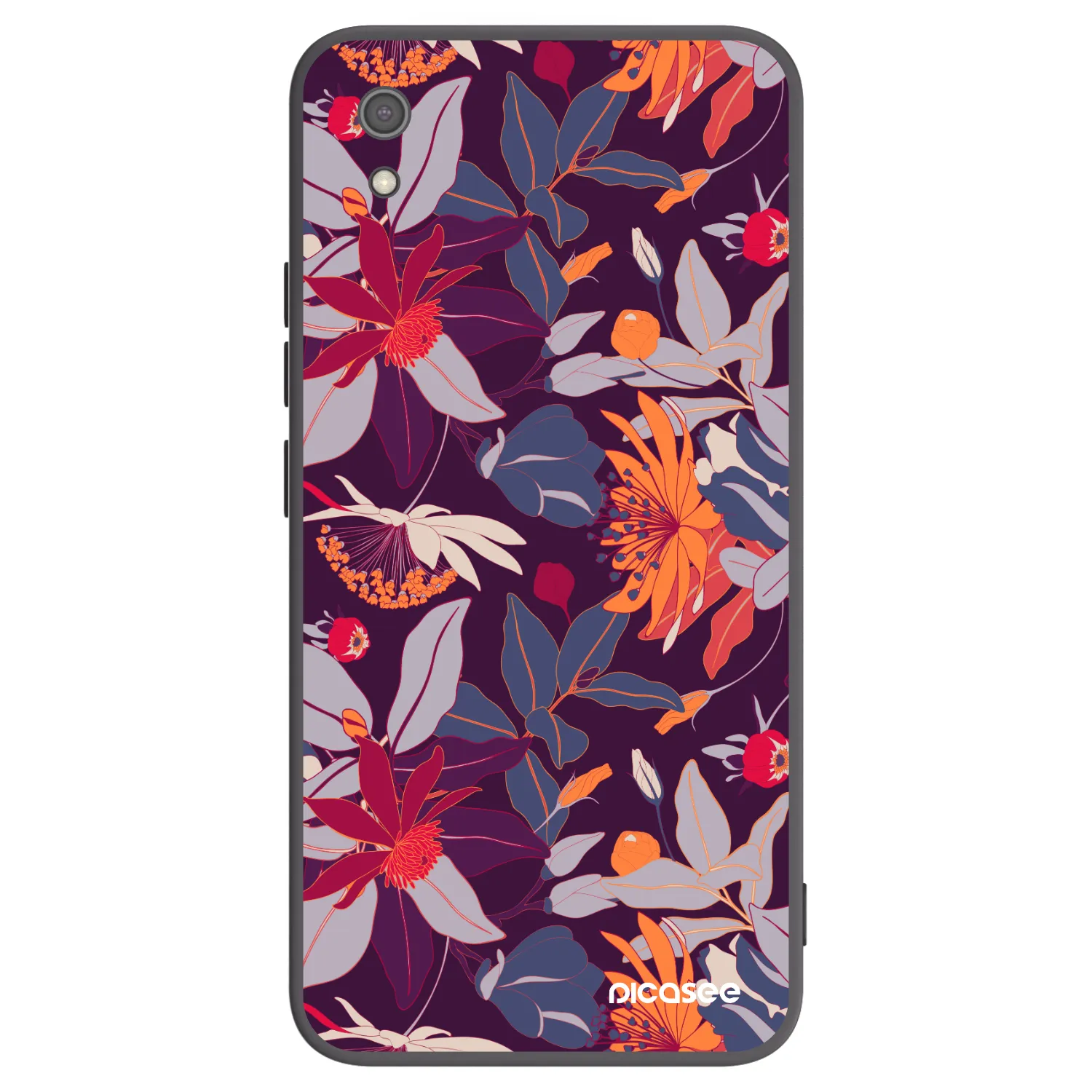 Picasee silikonski črni ovitek za Xiaomi Redmi 7A - Purple Leaf