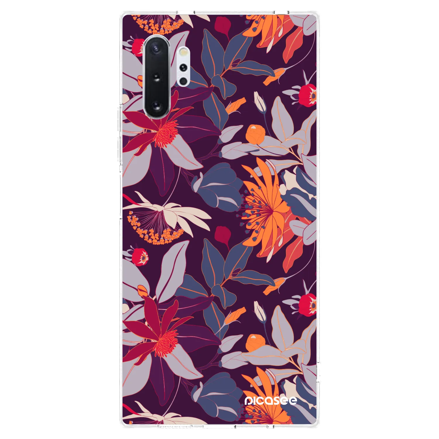 Picasee silikonski prozorni ovitek za Samsung Galaxy Note 10+ N975F - Purple Leaf