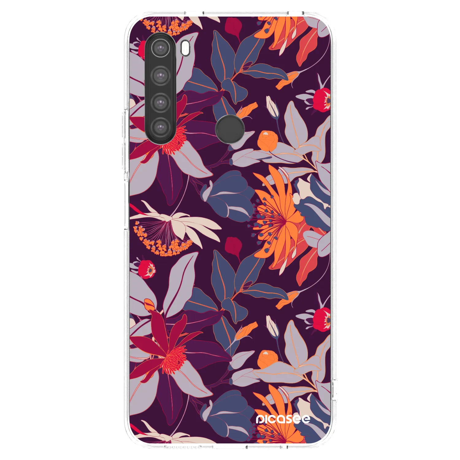 Picasee silikonski prozorni ovitek za Xiaomi Redmi Note 8 - Purple Leaf