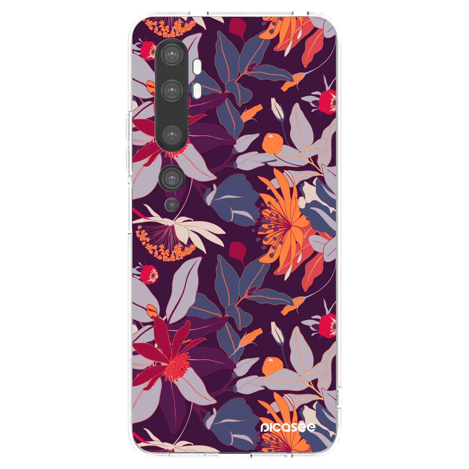 Picasee silikonski prozorni ovitek za Xiaomi Mi Note 10 (Pro) - Purple Leaf