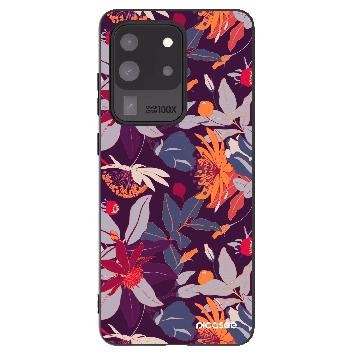 Picasee silikonski črni ovitek za Samsung Galaxy S20 Ultra 5G G988F - Purple Leaf