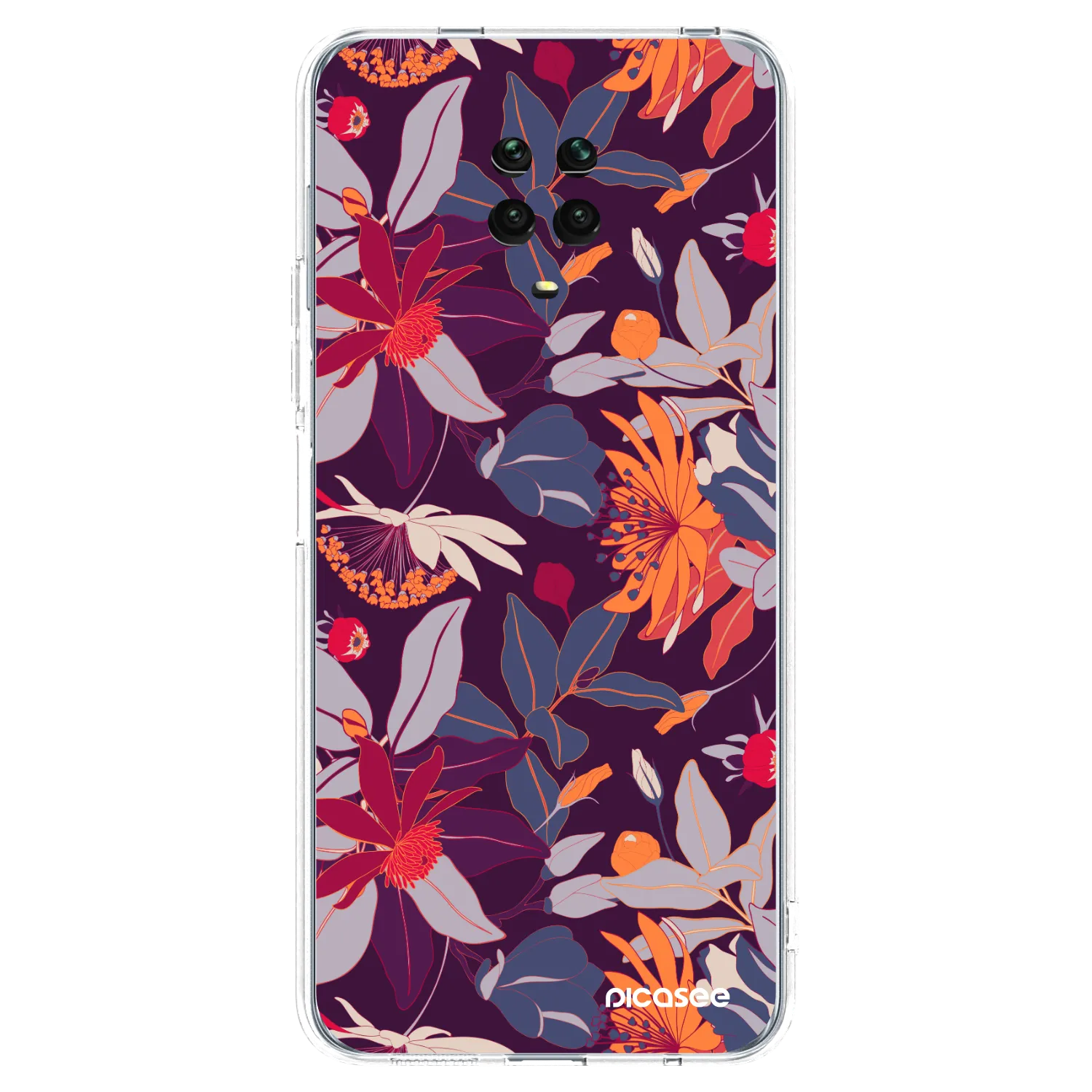 Picasee silikonski prozorni ovitek za Xiaomi Redmi Note 9 Pro - Purple Leaf