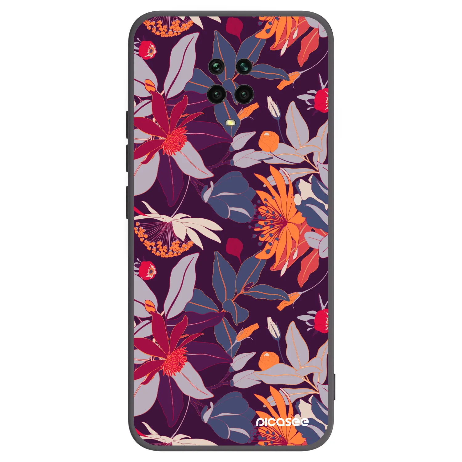 Picasee silikonski črni ovitek za Xiaomi Redmi Note 9 Pro - Purple Leaf
