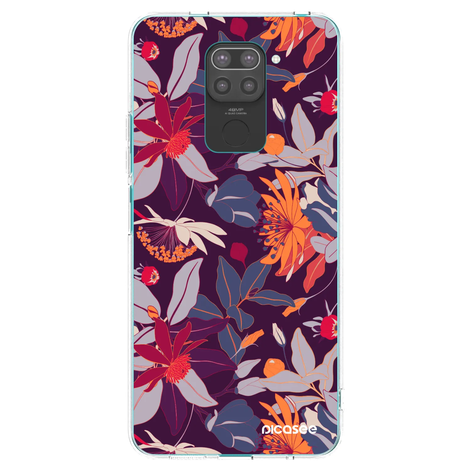 Picasee silikonski črni ovitek za Xiaomi Redmi Note 9 - Purple Leaf