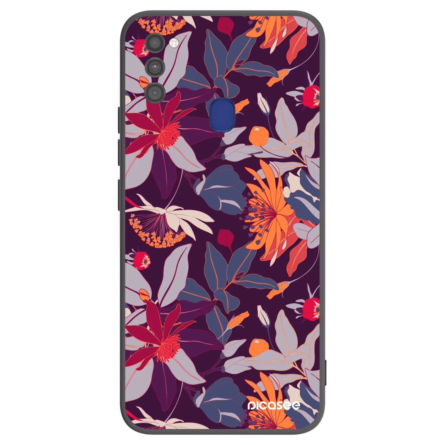 Picasee silikonski črni ovitek za Samsung Galaxy M21 M215F - Purple Leaf