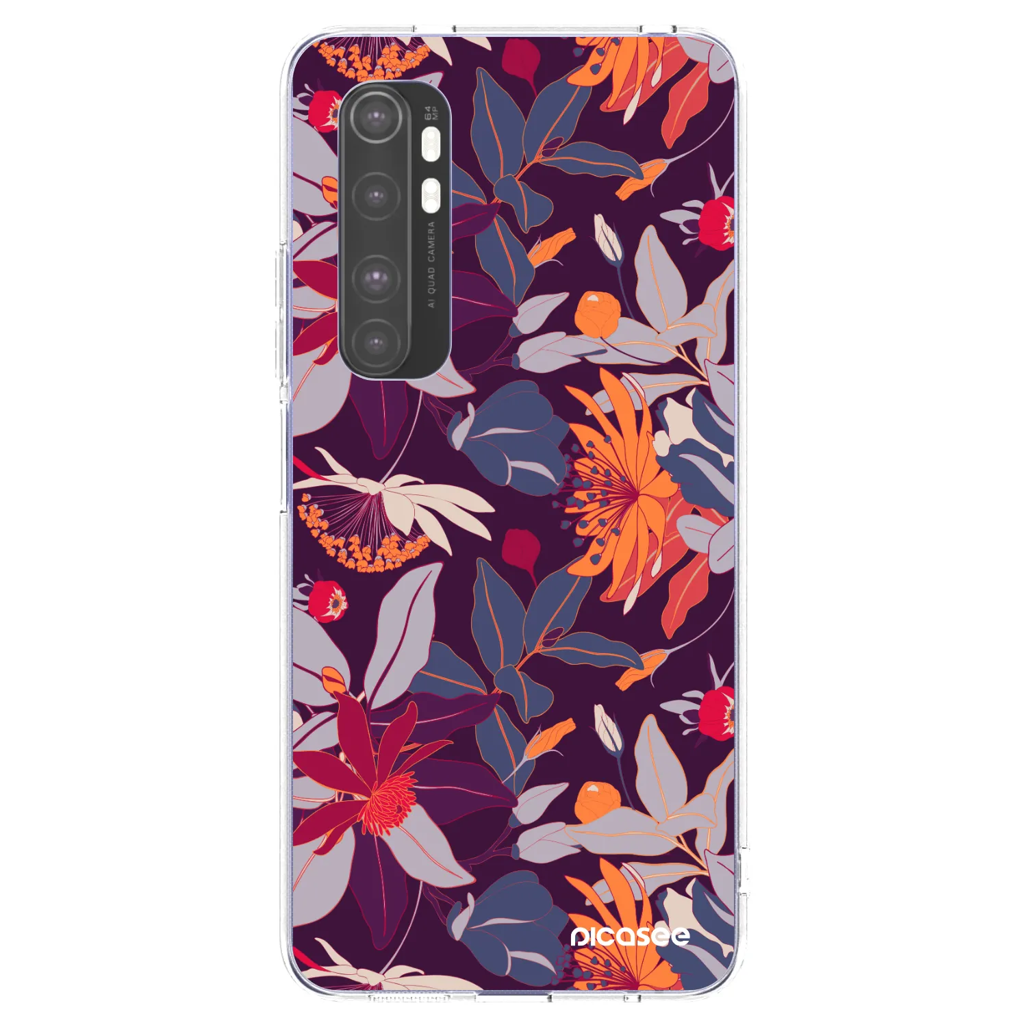 Picasee silikonski prozorni ovitek za Xiaomi Mi Note 10 Lite - Purple Leaf