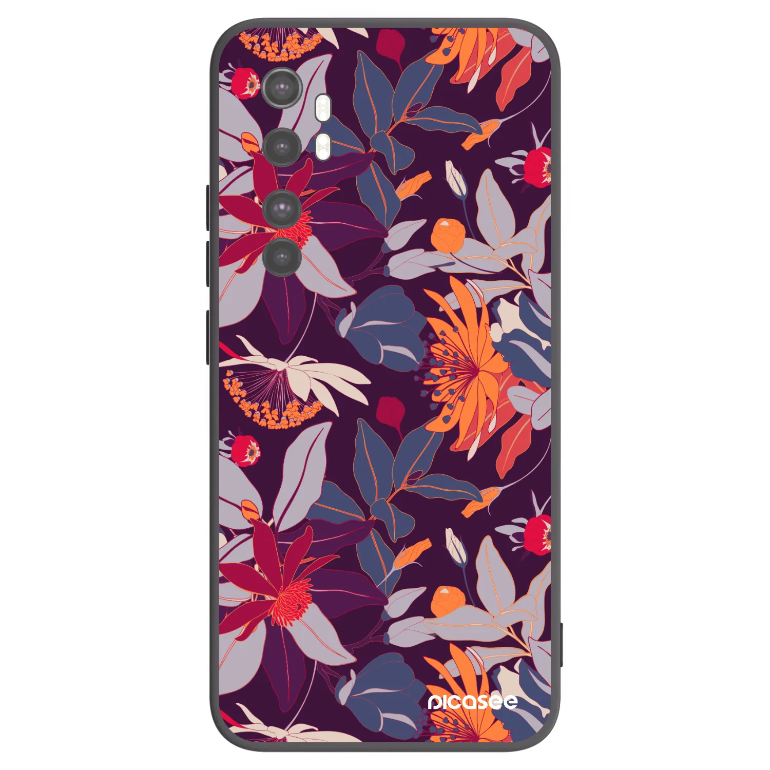 Picasee silikonski črni ovitek za Xiaomi Mi Note 10 Lite - Purple Leaf
