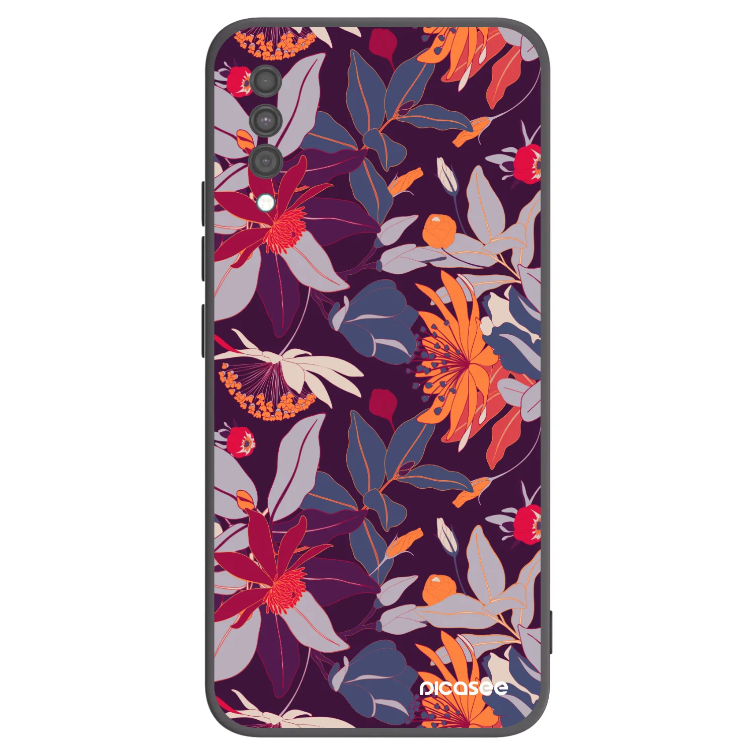Picasee silikonski črni ovitek za Samsung Galaxy A30s A307F - Purple Leaf