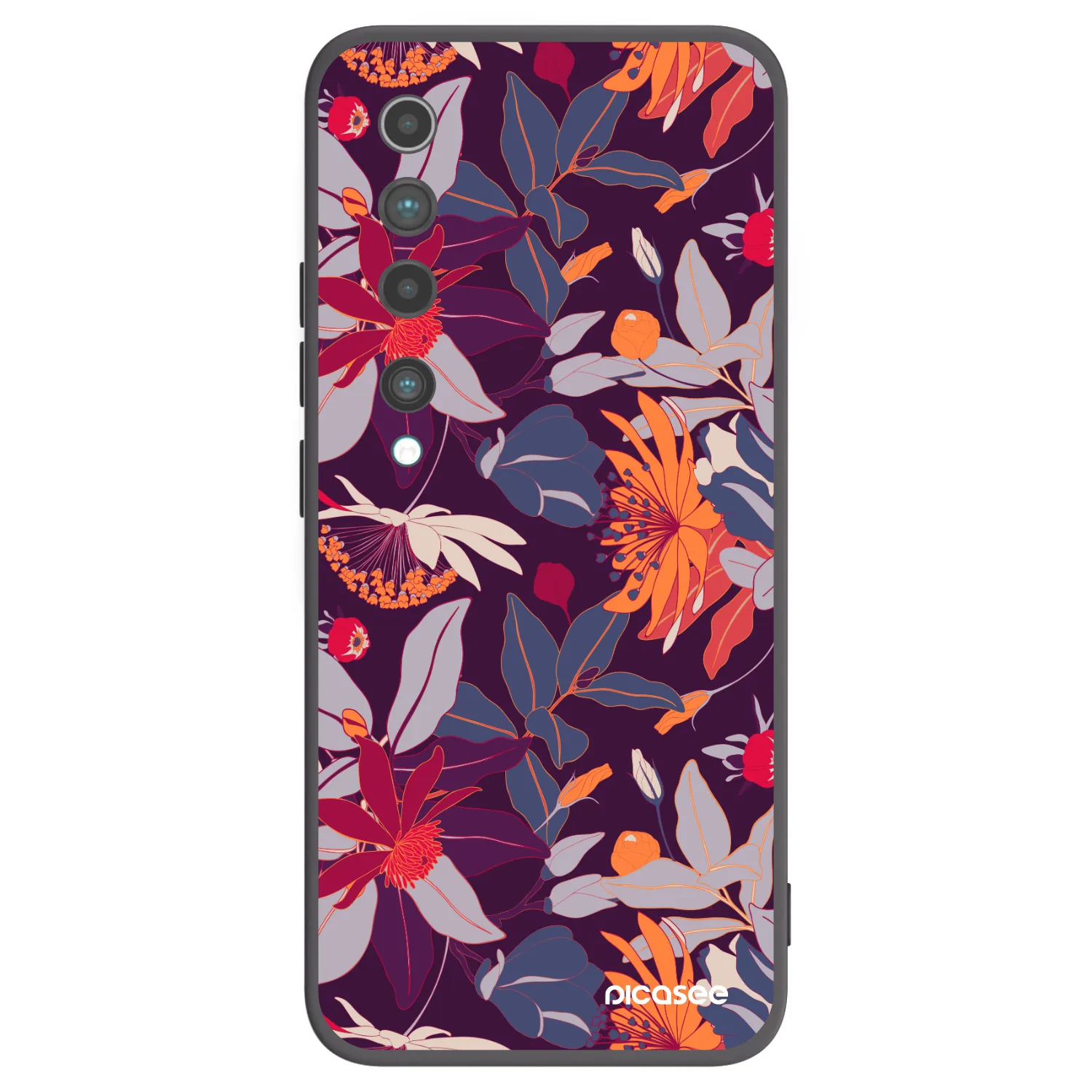 Picasee silikonski črni ovitek za Xiaomi Mi 10 - Purple Leaf