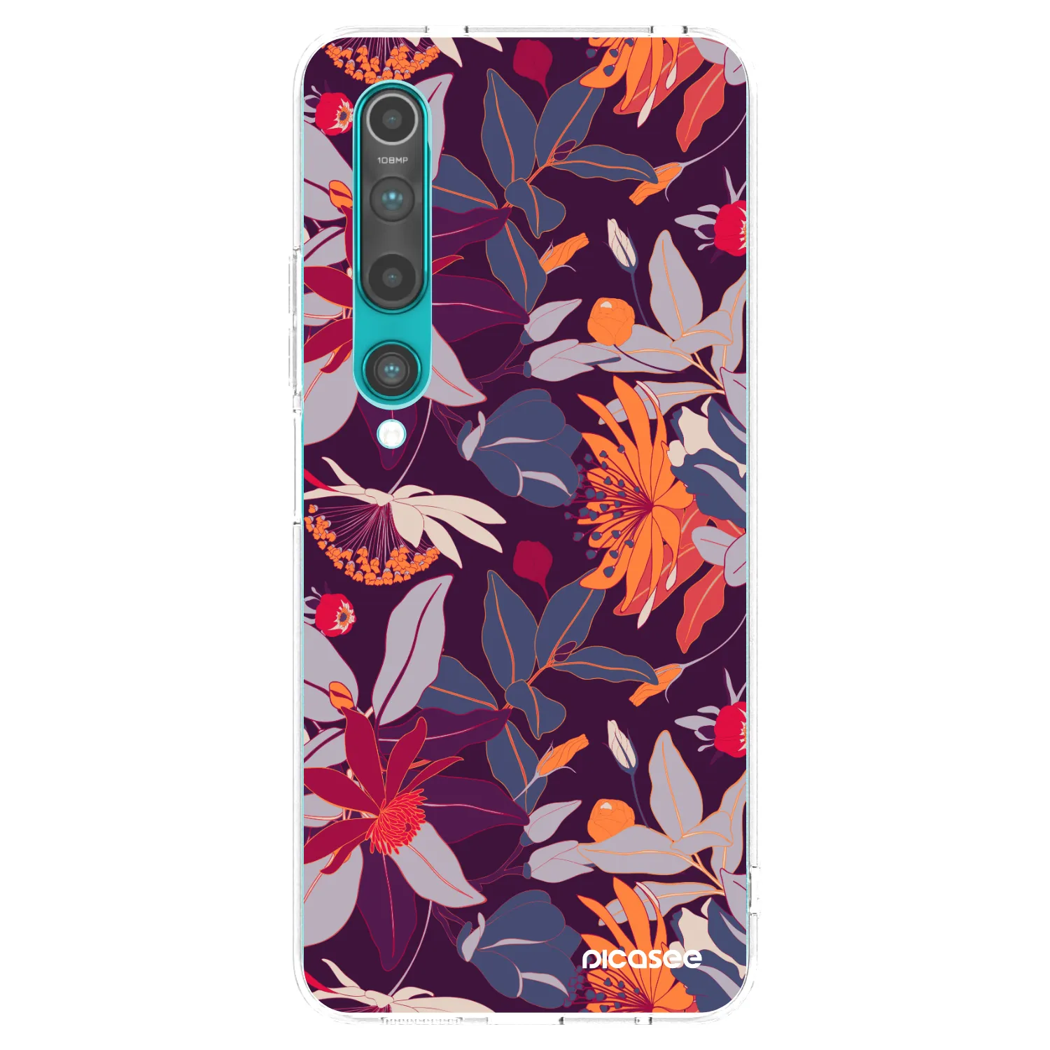 Picasee silikonski prozorni ovitek za Xiaomi Mi 10 - Purple Leaf