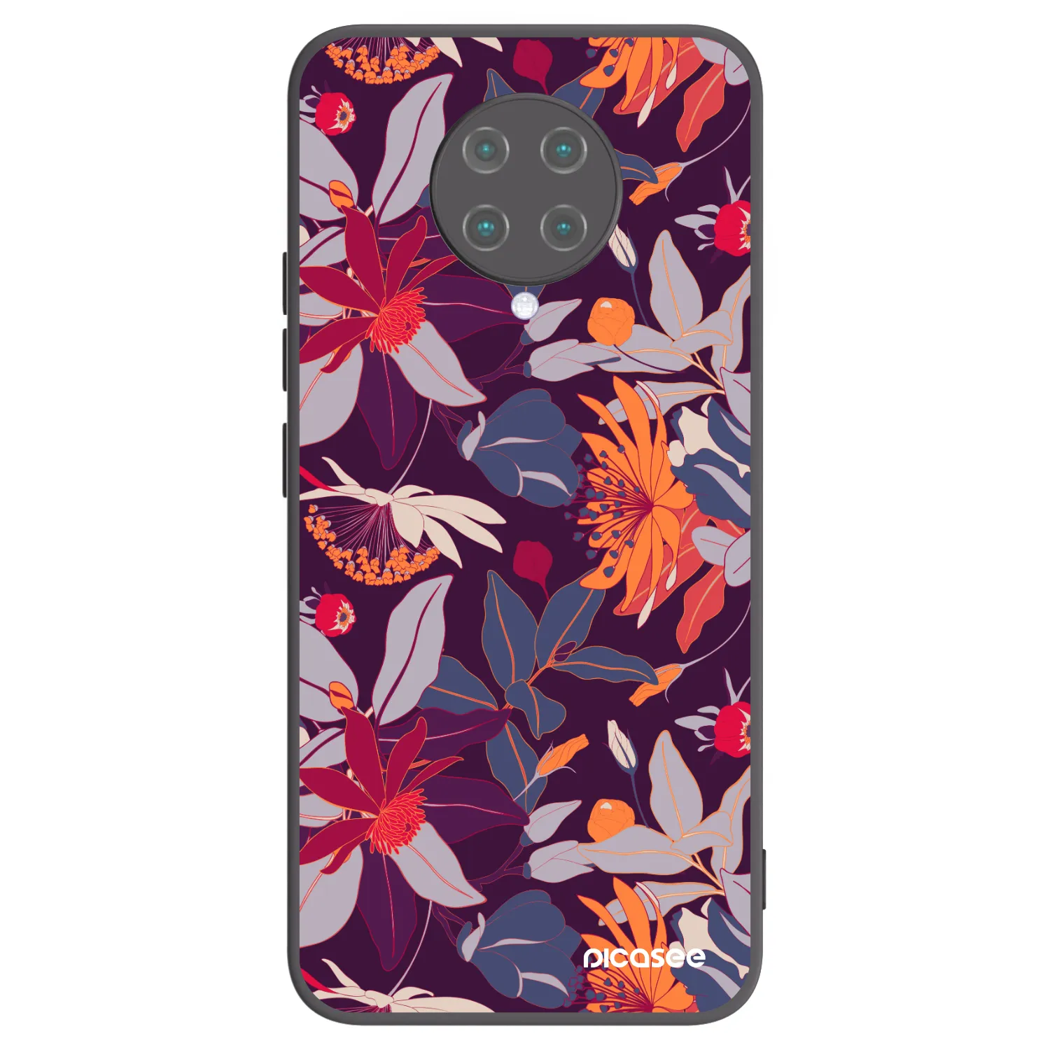 Picasee silikonski črni ovitek za Xiaomi Poco F2 Pro - Purple Leaf
