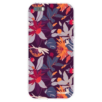 Picasee silikonski prozorni ovitek za Apple iPhone 5/5S/SE - Purple Leaf