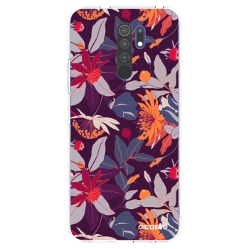 Picasee silikonski prozorni ovitek za Xiaomi Redmi 9 - Purple Leaf