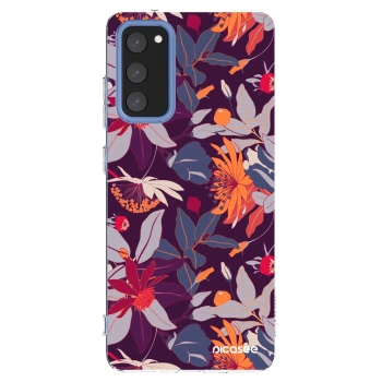 Picasee silikonski prozorni ovitek za Samsung Galaxy S20 FE - Purple Leaf