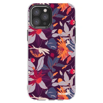 Picasee silikonski prozorni ovitek za Apple iPhone 12 Pro Max - Purple Leaf