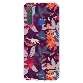 Picasee silikonski prozorni ovitek za Realme 5 - Purple Leaf