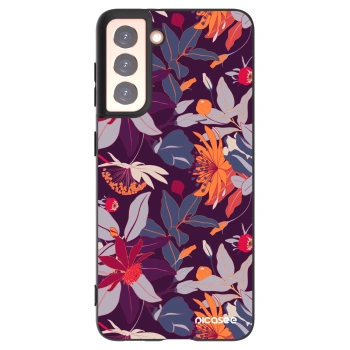 Picasee silikonski črni ovitek za Samsung Galaxy S21 5G G991B - Purple Leaf