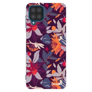 Picasee silikonski prozorni ovitek za Samsung Galaxy A12 A125F - Purple Leaf