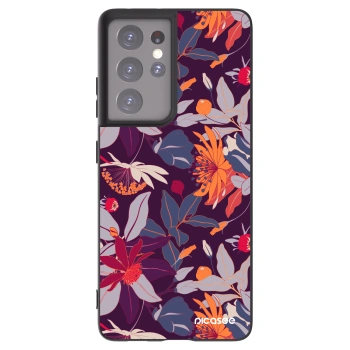 Picasee silikonski črni ovitek za Samsung Galaxy S21 Ultra 5G G998B - Purple Leaf