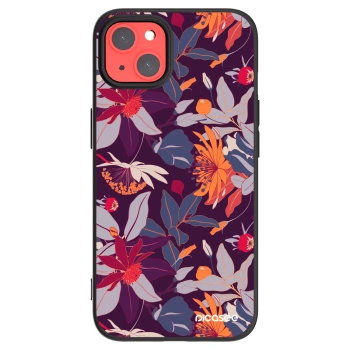 Picasee silikonski črni ovitek za Apple iPhone 13 - Purple Leaf