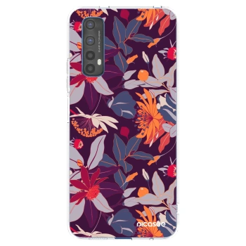 Picasee silikonski prozorni ovitek za Realme 7 - Purple Leaf