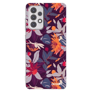Picasee silikonski prozorni ovitek za Samsung Galaxy A52s 5G A528B - Purple Leaf