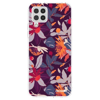 Picasee silikonski prozorni ovitek za Samsung Galaxy A22 A225F 4G - Purple Leaf