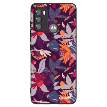 Picasee silikonski črni ovitek za Motorola Moto G60 - Purple Leaf