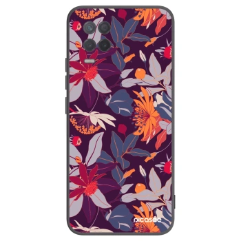 Picasee silikonski črni ovitek za Realme 8 5G - Purple Leaf