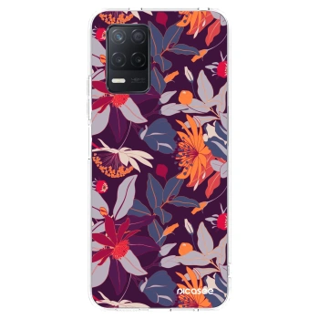 Picasee silikonski prozorni ovitek za Realme 8 5G - Purple Leaf