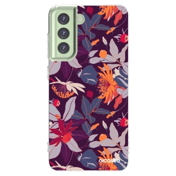 Picasee silikonski prozorni ovitek za Samsung Galaxy S21 FE 5G - Purple Leaf